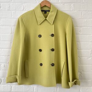VTG Linda Allard Chartreuse Wool Double-Breasted Tailored Jacket